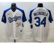 Men's Los Angeles Dodgers #34 Toro Valenzuela Number White Blue Fashion Stitched Cool Base Limited Jersey