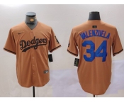 Men's Los Angeles Dodgers #34 Toro Valenzuela Olive Cool Base Limited Stitched Jersey