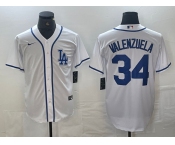 Men's Los Angeles Dodgers #34 Toro Valenzuela White Cool Base Stitched Baseball Jersey