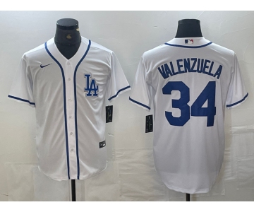 Men's Los Angeles Dodgers #34 Toro Valenzuela White Cool Base Stitched Baseball Jersey