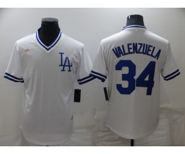 Men's Los Angeles Dodgers #34 Toro Valenzuela White Stitched Baseball Jersey