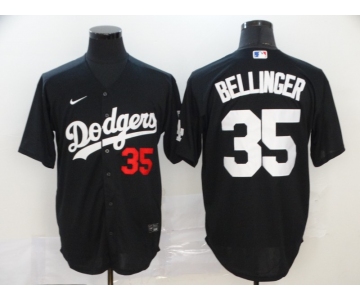 Men's Los Angeles Dodgers #35 Cody Bellinger Black Home Cool Base Baseball Jersey