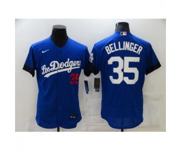 Men's Los Angeles Dodgers #35 Cody Bellinger Blue Elite City Player Jersey