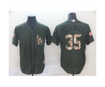 Men's Los Angeles Dodgers #35 Cody Bellinger Green Salute to Service Jersey