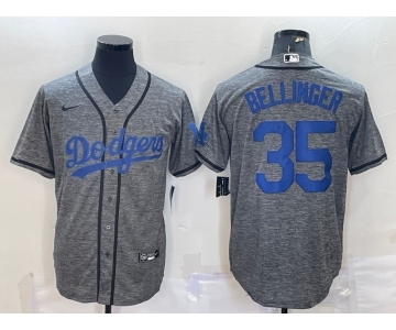 Men's Los Angeles Dodgers #35 Cody Bellinger Grey Gridiron Cool Base Stitched Baseball Jersey