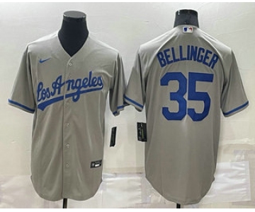 Men's Los Angeles Dodgers #35 Cody Bellinger Grey With Los Stitched MLB Cool Base Nike Jersey