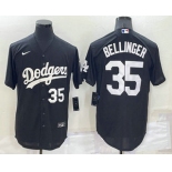 Men's Los Angeles Dodgers #35 Cody Bellinger Number Black Turn Back The Clock Stitched Cool Base Jersey