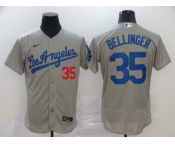 Men's Los Angeles Dodgers #35 Cody Bellinger Replica Grey Road Cool Base Baseball Jersey