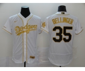 Men's Los Angeles Dodgers #35 Cody Bellinger White Gold Flexbase Authentic Collection Baseball Jersey