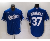 Men's Los Angeles Dodgers #37 Teoscar Hernandez Blue Cool Base Stitched Jersey