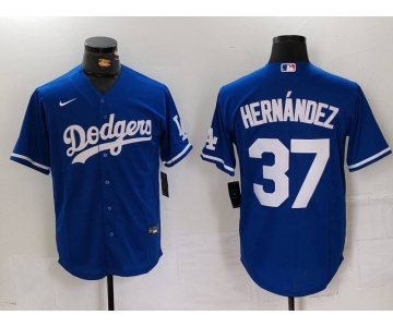 Men's Los Angeles Dodgers #37 Teoscar Hernandez Blue Cool Base Stitched Jersey