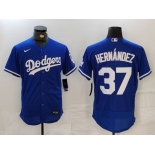 Men's Los Angeles Dodgers #37 Teoscar Hernandez Blue Flex Base Stitched Jersey