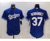 Men's Los Angeles Dodgers #37 Teoscar Hernandez Blue Flex Base Stitched Jersey