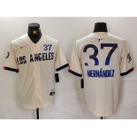 Men's Los Angeles Dodgers #37 Teoscar Hernandez Cream 2024 City Connect Limited Stitched Jersey