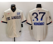 Men's Los Angeles Dodgers #37 Teoscar Hernandez Cream 2024 City Connect Limited Stitched Jersey