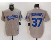 Men's Los Angeles Dodgers #37 Teoscar Hernandez Grey Cool Base Stitched Jersey