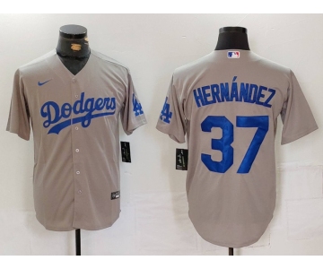 Men's Los Angeles Dodgers #37 Teoscar Hernandez Grey Cool Base Stitched Jersey