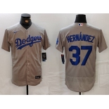 Men's Los Angeles Dodgers #37 Teoscar Hernandez Grey Flex Base Stitched Jersey