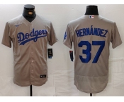 Men's Los Angeles Dodgers #37 Teoscar Hernandez Grey Flex Base Stitched Jersey