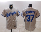 Men's Los Angeles Dodgers #37 Teoscar Hernandez Grey With Los Flex Base Stitched Jersey