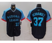 Men's Los Angeles Dodgers #37 Teoscar Hernandez Number Navy 2024 All Star Limited Stitched Jersey