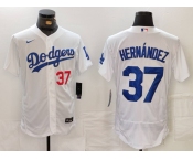 Men's Los Angeles Dodgers #37 Teoscar Hernandez Number White Flex Base Stitched Jersey