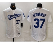 Men's Los Angeles Dodgers #37 Teoscar Hernandez Number White Flex Base Stitched Jerseys