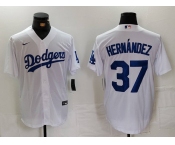 Men's Los Angeles Dodgers #37 Teoscar Hernandez White Cool Base Stitched Jersey