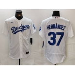 Men's Los Angeles Dodgers #37 Teoscar Hernandez White Flex Base Stitched Jersey