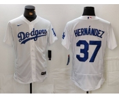 Men's Los Angeles Dodgers #37 Teoscar Hernandez White Flex Base Stitched Jersey