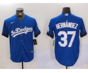 Men's Los Angeles Dodgers #37 Teoscar Hernández Blue Cool Base Stitched Baseball Jersey