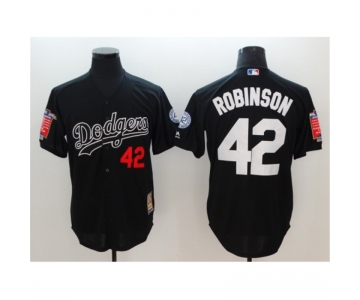 Men's Los Angeles Dodgers #42 Jackie Robinson Black Throwback Jersey