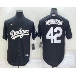 Men's Los Angeles Dodgers #42 Jackie Robinson Black Turn Back The Clock Stitched Cool Base Jersey