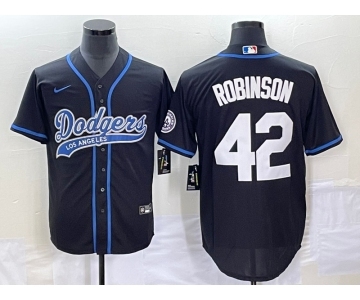 Men's Los Angeles Dodgers #42 Jackie Robinson Black With Patch Cool Base Stitched Baseball Jersey