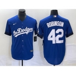 Men's Los Angeles Dodgers #42 Jackie Robinson Blue 2021 City Connect Cool Base Stitched Jersey