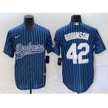 Men's Los Angeles Dodgers #42 Jackie Robinson Blue Pinstripe Cool Base Stitched Baseball Jersey