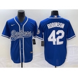 Men's Los Angeles Dodgers #42 Jackie Robinson Blue With Patch Cool Base Stitched Baseball Jersey