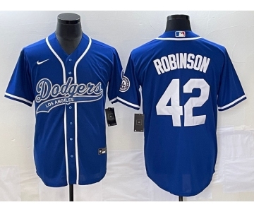 Men's Los Angeles Dodgers #42 Jackie Robinson Blue With Patch Cool Base Stitched Baseball Jersey