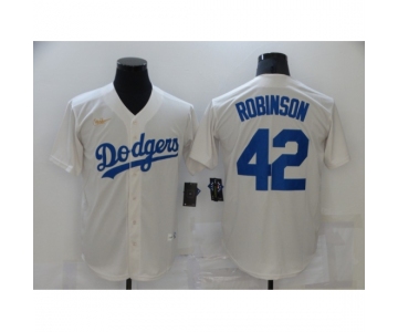 Men's Los Angeles Dodgers #42 Jackie Robinson Cream Nike Game Throwback Jersey