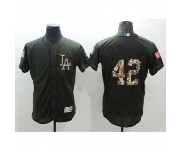 Men's Los Angeles Dodgers #42 Jackie Robinson Green Salute to Service Jersey