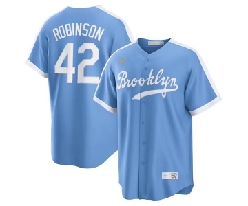 Men's Los Angeles Dodgers #42 Jackie Robinson Light Blue Cool Base Stitched Baseball Jersey