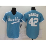 Men's Los Angeles Dodgers #42 Jackie Robinson Nike Light Blue Cooperstown Collection Alternate Jersey