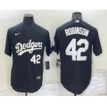 Men's Los Angeles Dodgers #42 Jackie Robinson Number Black Turn Back The Clock Stitched Cool Base Jersey