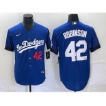 Men's Los Angeles Dodgers #42 Jackie Robinson Number Blue 2021 City Connect Cool Base Stitched Jersey