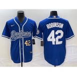 Men's Los Angeles Dodgers #42 Jackie Robinson Number Blue With Patch Cool Base Stitched Baseball Jersey