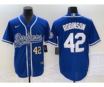 Men's Los Angeles Dodgers #42 Jackie Robinson Number Blue With Patch Cool Base Stitched Baseball Jersey