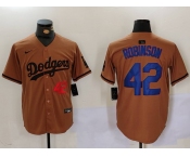 Men's Los Angeles Dodgers #42 Jackie Robinson Number Olive Cool Base Limited Stitched Jersey