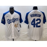 Men's Los Angeles Dodgers #42 Jackie Robinson Number White Blue Fashion Stitched Cool Base Limited Jersey