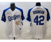 Men's Los Angeles Dodgers #42 Jackie Robinson Number White Blue Fashion Stitched Cool Base Limited Jersey