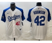 Men's Los Angeles Dodgers #42 Jackie Robinson Number White Blue Fashion Stitched Cool Base Limited Jerseys